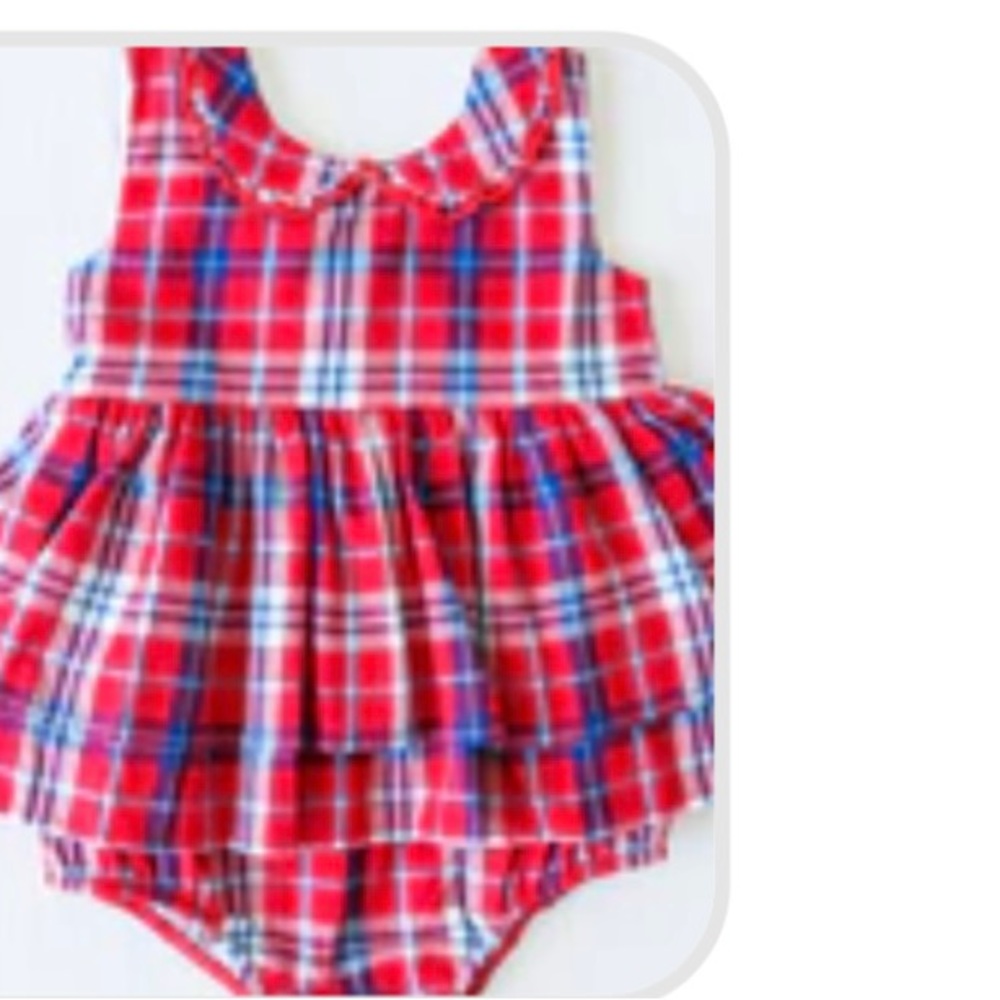 Sweet honey patriotic plaid belle bubble new in bag. Size 12 months